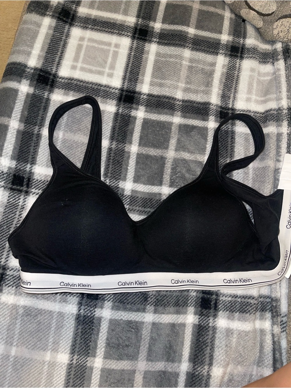 Calvin Klein Black Bralette with White Logo Band